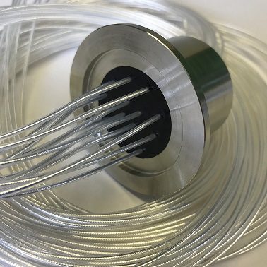 Hermetically Sealed Wire Feedthrough for liquid cooling and vacuum