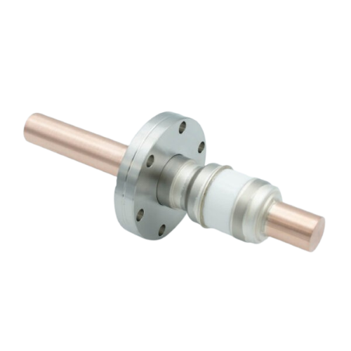 Power Feedthrough, 8000 volts and 800 amps, Conflat Flange. Ceramic-to-metal power feedthrough. UHV Power feedthrough