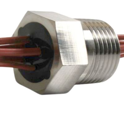 Thermocouple feedthrough 5 wire seal, Types K, J, N, T. 5 Wire thermocouple hermetic feedthrough.